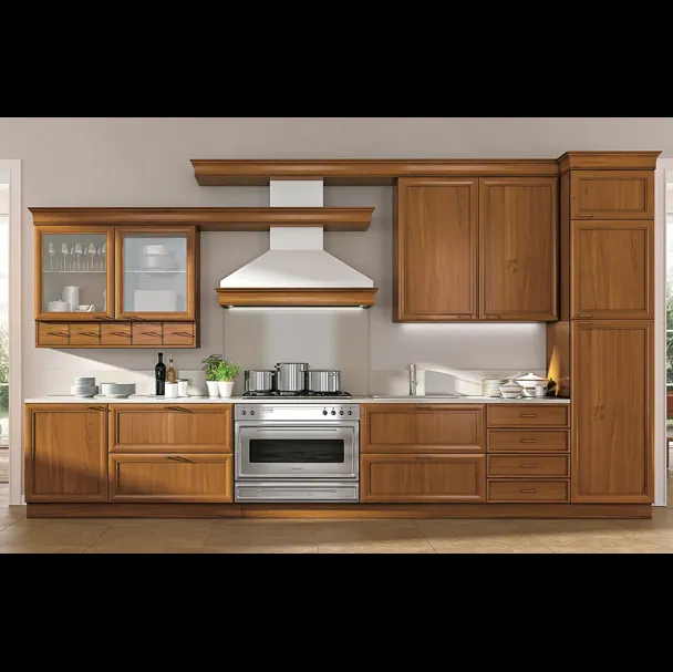 Cucina lineare su misura Le Gemme in legno composizione 02 di Le Fablier