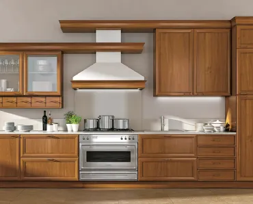 Cucina lineare su misura Le Gemme in legno composizione 02 di Le Fablier